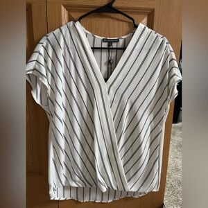 Striped V-Neck Wrap Top